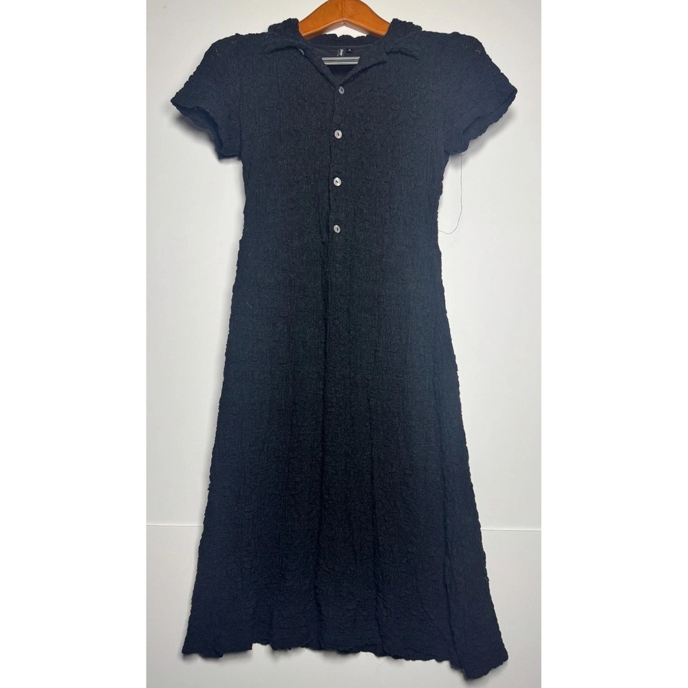 Anneboutiβ Fit & Flare Dress Womens Small Black Elegant Lace Button Front Formal